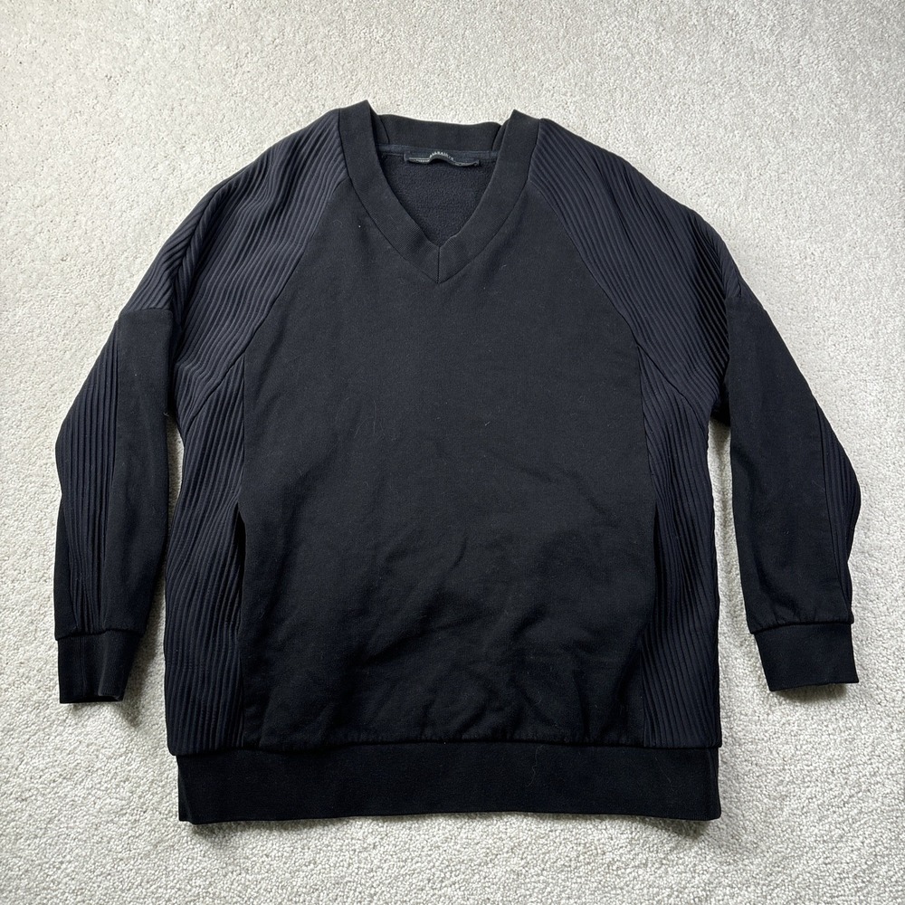 ALLSAINTS Nero Sweatshirt Men's Small V Neck Long Sleeve Ribbed Pullover Texture - Picture 1 of 8